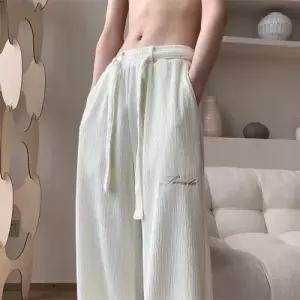 남자 바지 팬츠 캐주얼 여름 와이드 긴 차르차르 배기핏 쿨 주름 KS2