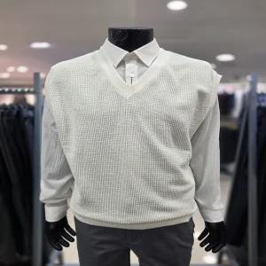 S/S  화이트 면혼방 오버핏 니트 조끼  PAMKT07BPBP