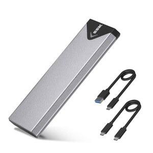 SSK M.2 NVME SATA SSD 인클로저, 개선된 RTL9210B 칩 USB 3.2 Gen 2 10Gbps to PCI-E NGFF 어댑터, M-Key /B+M 키 외장 인클로저 알루미늄 지원 UASP TRIM 2242 /2260 /2280