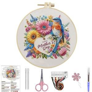 초보자를 위한 DIY 엘리트 자수 키트 7.87인치 / 20cm 원형 후프가 포함된 핸드 크로스 스티치 바늘 포인트 세트 (새)