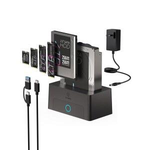 M.2 NVMe 및 SATA 하드 드라이브 도킹 스테이션, 2.5인치 3.5인치 HDD/SSD용 ICY BOX 10Gbps SSD 싱글 베이 지원 HDD /SATA /3.5인치 SSD와 호환 가능