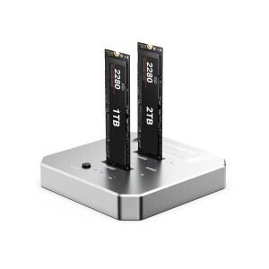 ACASIS 20Gbps M.2 NVMe SSD 클론 및 도킹 스테이션, 알루미늄 방열 인클로저가 있는 듀얼 베이 오프라인 복제기, M 키 PCIe 리더용 도구 없는 USB 어댑터