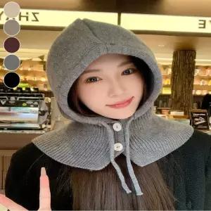 여성 겨울 니트 후드 넥워머 바라클라바 페이크후드 페이크후드 페이크넥워머 니트넥워머