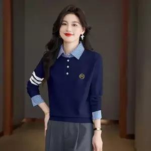 여사친 니트 롱 가을 투피스 루즈핏 상의 가짜 스웨터 칼라 셔츠 예쁜 스포M3