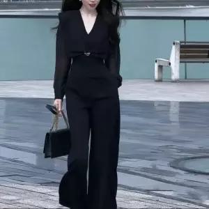 바지 여성용 가을 슬림핏 붐 신통근 사랑스러운 점프슈트 와이드 OOTD3
