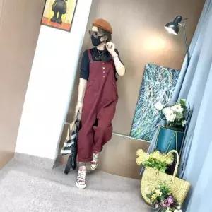 여친 팬츠 가을 캐주얼 사랑스러운 점프슈트 컬러 멜빵바지 솔리드 OOTD3