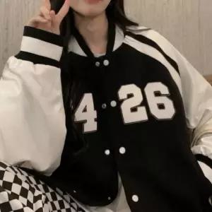 친절한탄씨 여성 캐주얼 배색 루즈핏 야구 점퍼 바시티 재킷 자켓 야구점퍼 여성아우터 여자아우터