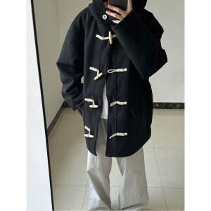 남성더플코트 단추 오버핏 더블코트 후드코트 떡볶이