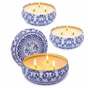 대형 시트로넬라 캔들 실외 및 실내, 13.5온스 3-Wick Soy Wax 휴대용 여행용 양철 가정용 정원 파티오 야드 발코니 여름 선물용 3팩