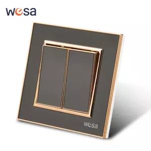 WESA 블랙 미러 릴 2 단방향 버튼 로커 조명 패널 스위 난연 이중 벽 갱 스위치 1 Gang 1 Way Switch EU 표준