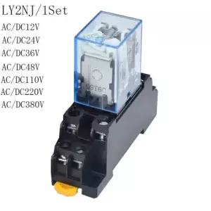 전자 미니 전자기 릴레이 8PIN HH62P 12V 코일 24 DPDT 10A LY2NJ 옵션 1 110V