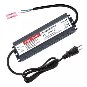 60W LED 드라이버 12V 전원 공급 장치 5A 방수 IP67 AC 110V 컨버터 어댑터 트랜스포머 3-프롱 플러그 및