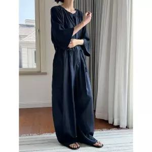 바지 여자 여름 캐주얼 예쁜핏 와이드 루푸 비침 린넨 점프슈트 편안한 통기성 루즈핏 OOTD2