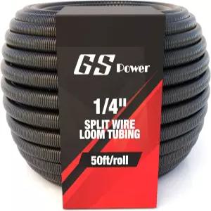 GS Power 1/4인치 x 50피트 분할 와이어 직조 튜브 산업용 전선용 케이블 슬리브 코드 보호기 자동차 커버