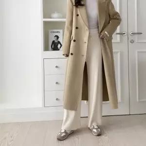 여성 더블 울 자켓 100 핸드메이드 롱 코트 (9340487A)
