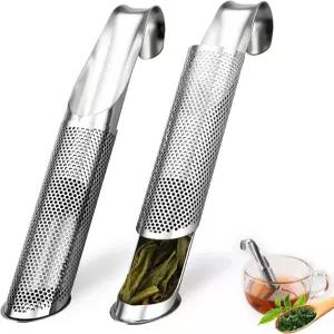 2팩 티 인퓨저 느슨한 차를 위한 엑스트라 파인 메쉬 스트레이너 잎차 커피 향신료 조미료를 스테인리스