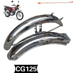 오토바이 금속 머드가드 Jialing Honda CG125 맞춤형 실버 전면 및 펜더 휠 커버