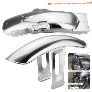 오토바이 크롬 블랙 프론트 리어 펜더 레트로 머드가드 커버 혼다 CG125 용 금속 프로텍터