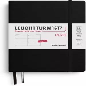 LEUCHTTURM1917 - 주간 플래너 2026 하드커버 페이퍼백(B6+) 블랙(2026년 1월 1일 12월 31일)