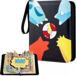 KS SHOP 1080 포켓 카드 바인더 - 양면 시트 60장이 포함된 프리미엄 9 트레이딩 앨범 3링 지퍼 컬렉션 북