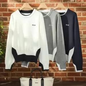 [다잇템] 여자 콘트라스트 U넥 세미크롭 레이온 니트24610432588872