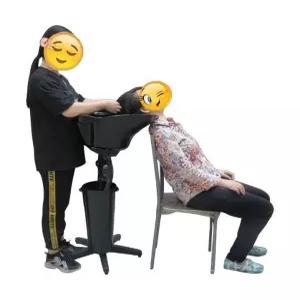 편하게 간병용 블랙 간병 세발기 머리감겨주는기계 임산부 이동식 샴푸대