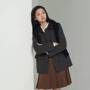 빈폴 레이디스 해리스 트위드 아웃포켓 재킷 애쉬 BF5911C024 C