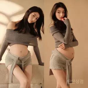 만삭사진크롭티 촬영 배꼽티 만삭 임부복 임신 세트 의상 임산부 만삭사진 사진 주수사진