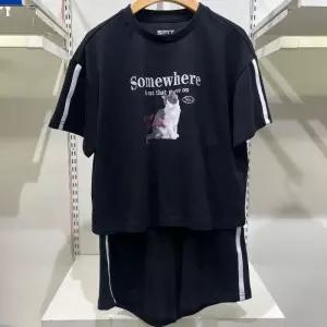 에스핏 HC21 라인배색티셔츠 4부 세트 상하세트 SJA304FKTR05