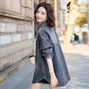 손오반 여성용 청 가을 블라우스 자켓 오버사이즈 하프코트 데일리룩 KUK3