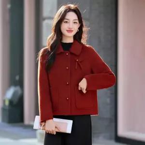 솔저스여친 레드 모직 양면 코트 트렌드 봄가을 캐시미어 OPH3