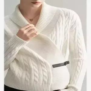 엘럽 여친 니트 봄 랩 프렌치 꽈배기 슬림핏 박템1
