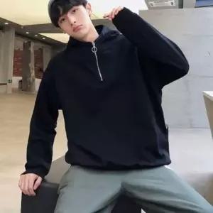 [하프클럽/]남성 기모 반짚업 아노락 후드티 긴팔 티셔츠 봄철 데일리 캐주