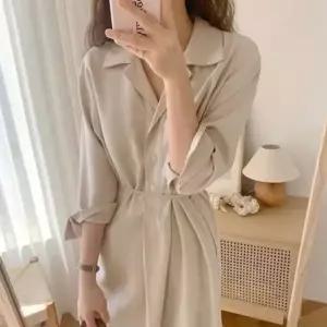 [하프클럽/]이쁘다요 하객코디 롱 루즈핏 카라 가을 원피스 봄