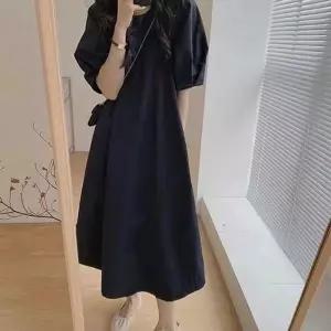 [하프클럽/]이쁘다요 캐주얼 루즈핏 심플 단색 퍼프 원피스