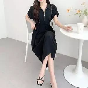 [하프클럽/]이쁘다요 데일리 집업 밴딩 원피스 소매 루즈핏 카라