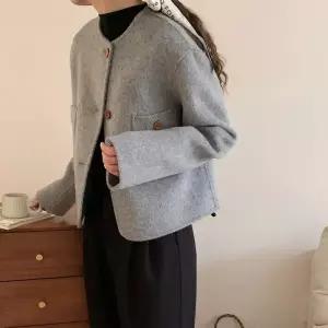 블랙팬서 롱 울 모직 가을 양면 퍼 패션 숏 여성코트 코트 OPH3