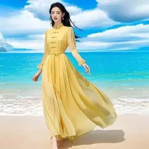 스트레인지 여사친 원피스 스커트 여름 바캉스 데일리룩 롱스커트 비치 긴팔 해변 쉬폰 KUK2
