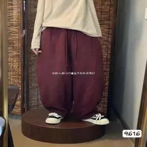 헐크 바지 여성 여친 가을 캐주얼 린넨 배기핏 대디 빅사이즈 밴딩 KKE3