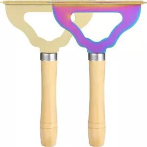 리더 휴대용 보푸라기 제거기 - 고양이 개 애완동물 털 제거용 2팩 수동 러그 스크레이퍼 원단용 재사용