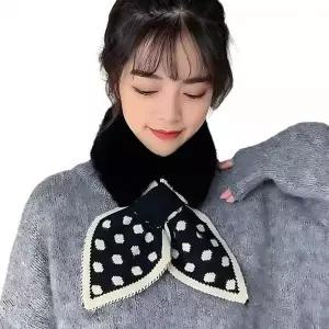 [하프클럽/]bns 리본 도트 겨울 머플러 목도리 여성 두꺼운 밍크 퍼
