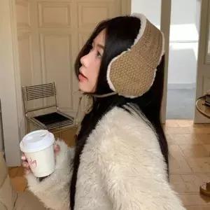[하프클럽/]니트 귀마개 귀여운 끈 겨울 귀도리 페이크퍼 방한 머