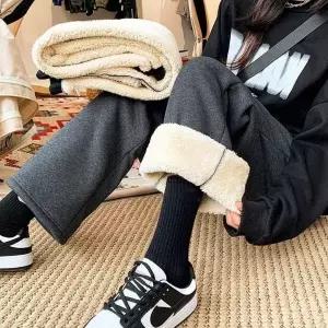 [하프클럽/]여성 기모바지 밴딩 롱팬츠 기모안감 겨울 통바지 2색