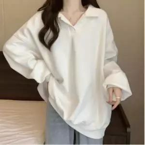 [하프클럽/]여자 오버핏 긴팔 카라 티셔츠 루즈핏 가을 맨투맨