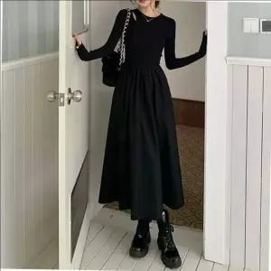 [하프클럽/]여성용 인조가죽 펀칭 A라인 미디 스커트 원피스 스타일링