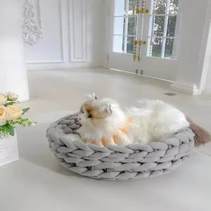 고양이 손뜨개 완제품 방석 자이언트 얀바구니