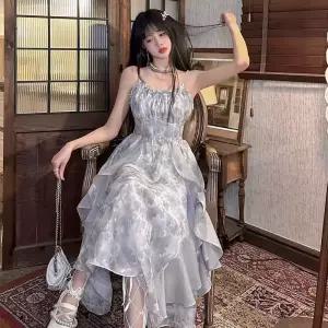 스파이더맨 여사친 원피스 스커트 그레이 여름 쿨링감스커트 나염 나시 OPH2