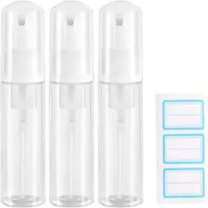 3pcs 2oz 소형 플라스틱 여행용 폼 펌프 병 휴대용 거품 빈 디스펜서 핸드 비누 속눈썹 클렌저 여행자가 일상적으로 사용하기에 (60ml) Clear