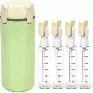 여행용 디스펜서 4개 세면도구용 30ML 병 4팩 리필 가능 누수 방지 및 휴대용 샤워 젤 세탁 세제 보관에 여행 캠핑에 (녹색) Green