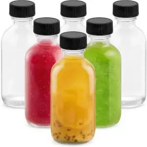 뚜껑과 깔때기가 있는 리오니소르 4OZ 작은 유리병 20ml 턴 원형 누수 방지 미니 여행용 병 DIY 오일 핫 소스 및 주스에 6팩 클리어 6 Pack Clear